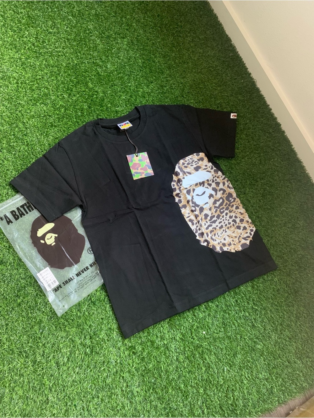Black Leopard Print Bape Tee - M
